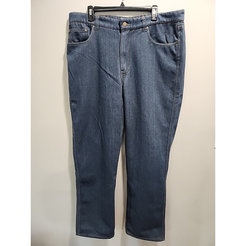 Stanley Jeans Men 36x34 Blue Denim Straight Leg Dark Wash Work Wear Cotton Blend